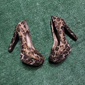 Y2K Womens Leopard print platform heels #